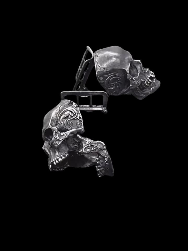Ornamentale Totenkopf Schuhschnalle - Handgefertigt 