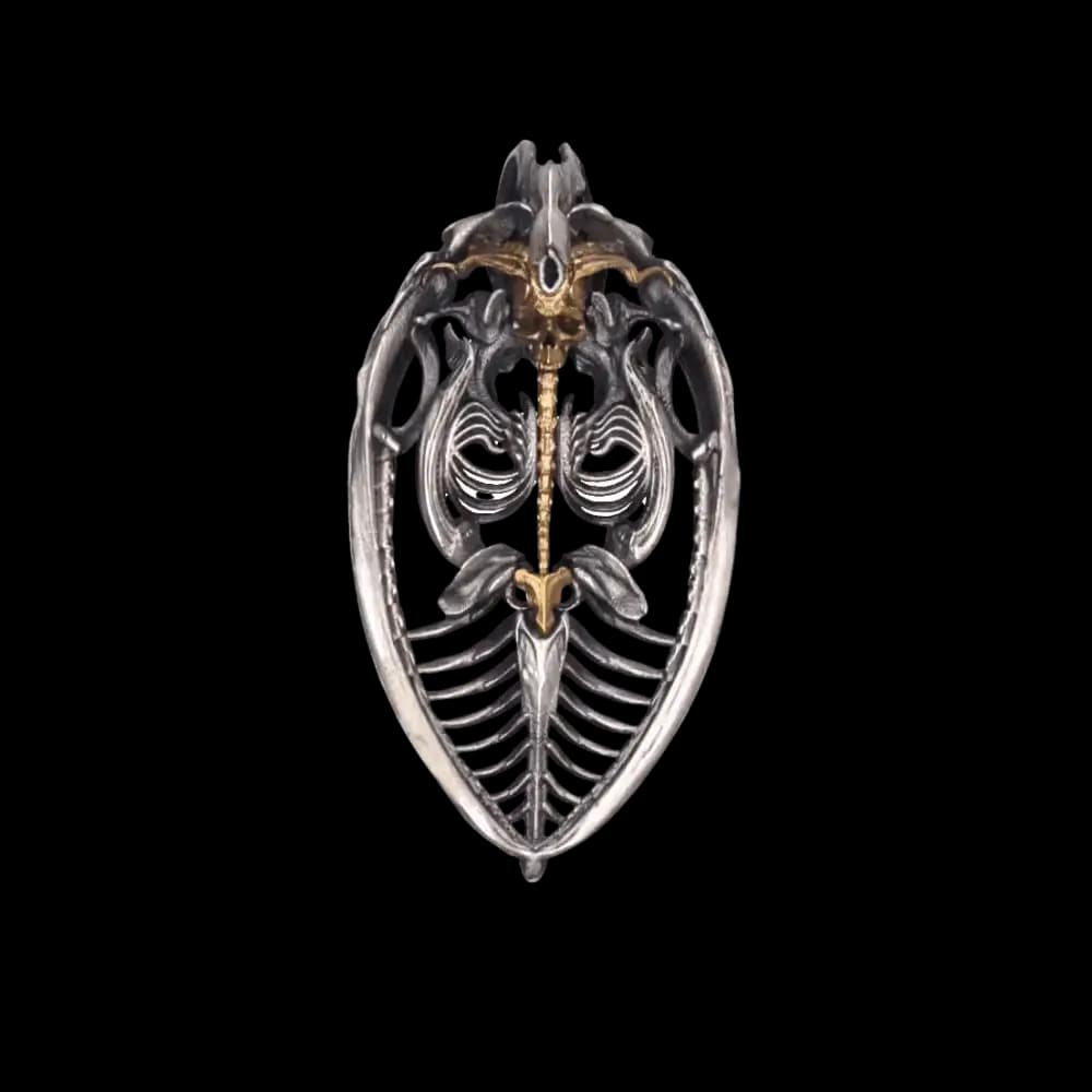 Colgante/Púa de Calavera Demoníaca – Joya de Plata Gótica 