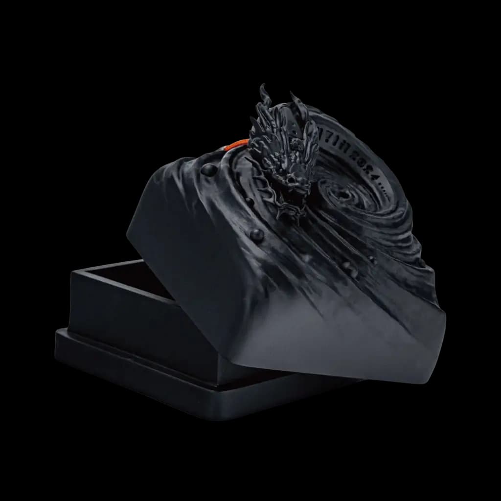 Ascending Clouds and Roaring Dragon – Imperial Seal Jewelry Box - Black - Front View