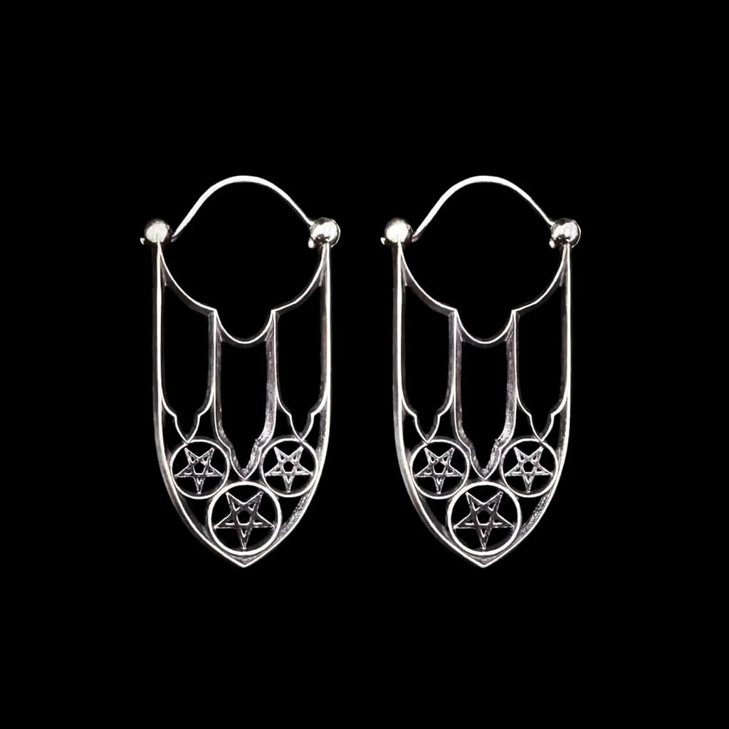 holy-gothic-rose-window-pentagram-silver-earrings