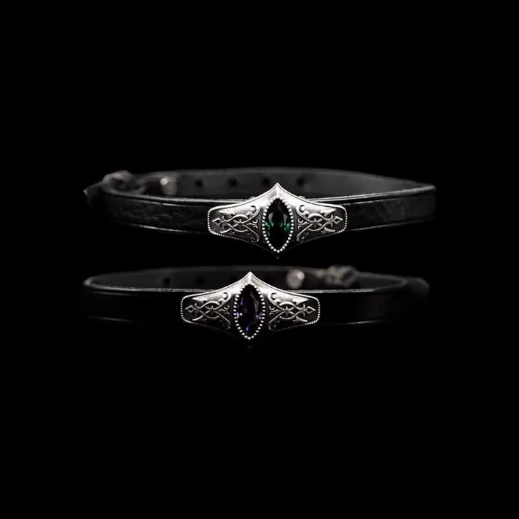 Gothic Geometric Diamond Choker mit Ovalem Zirkonia aus 925 Silber